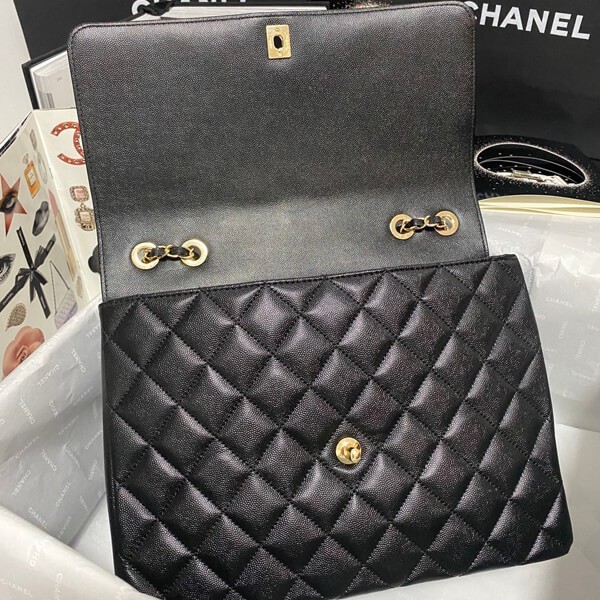 【シャネル】大人可愛い?トップハンドル フラップ バッグキャビアスキン58608