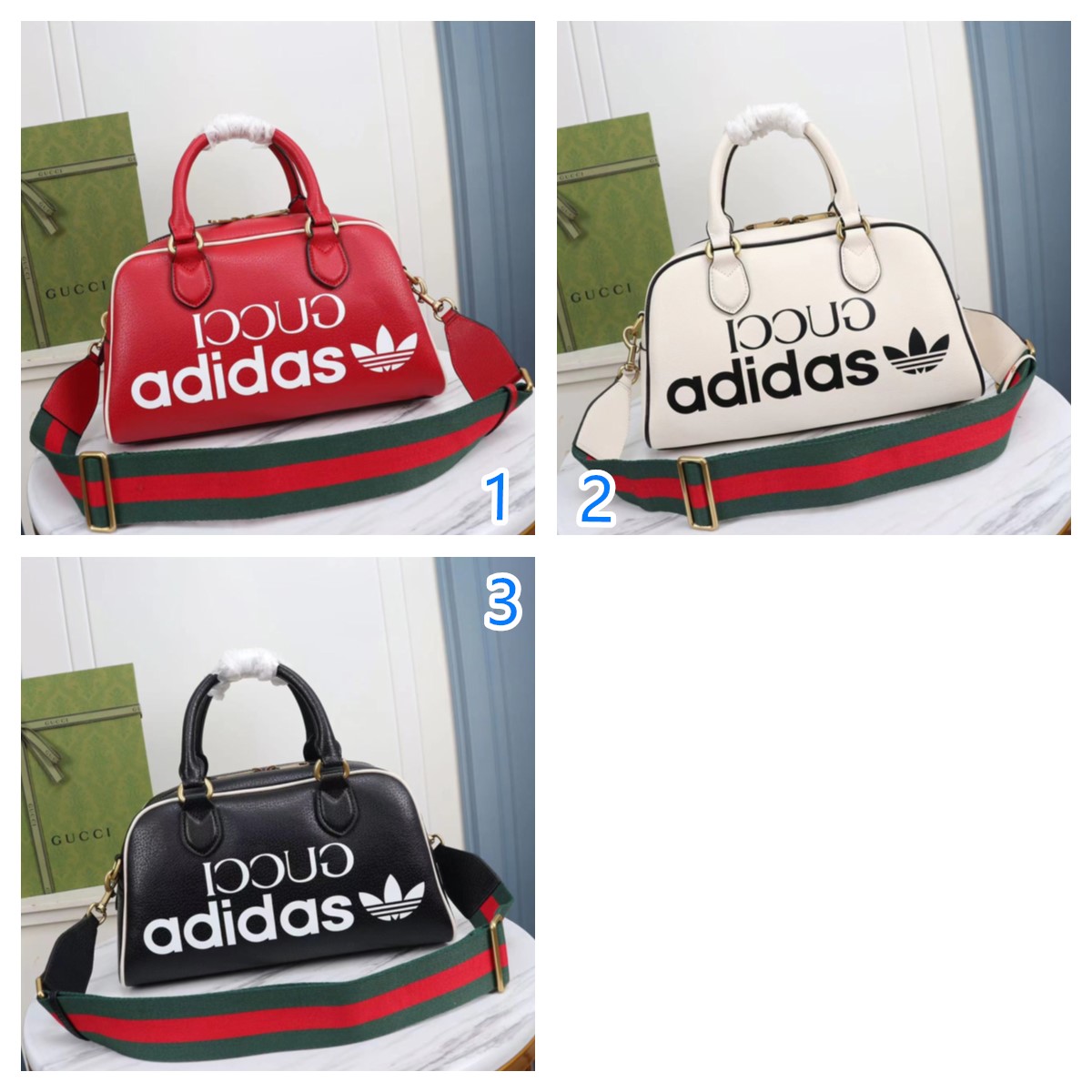 グッチ×アディダス　GUCCI×ADIDAS　ダッフルバッグ　ミニ　ハンドバッグ　ショルダーバッグ　レザー　3色 - 画像 1