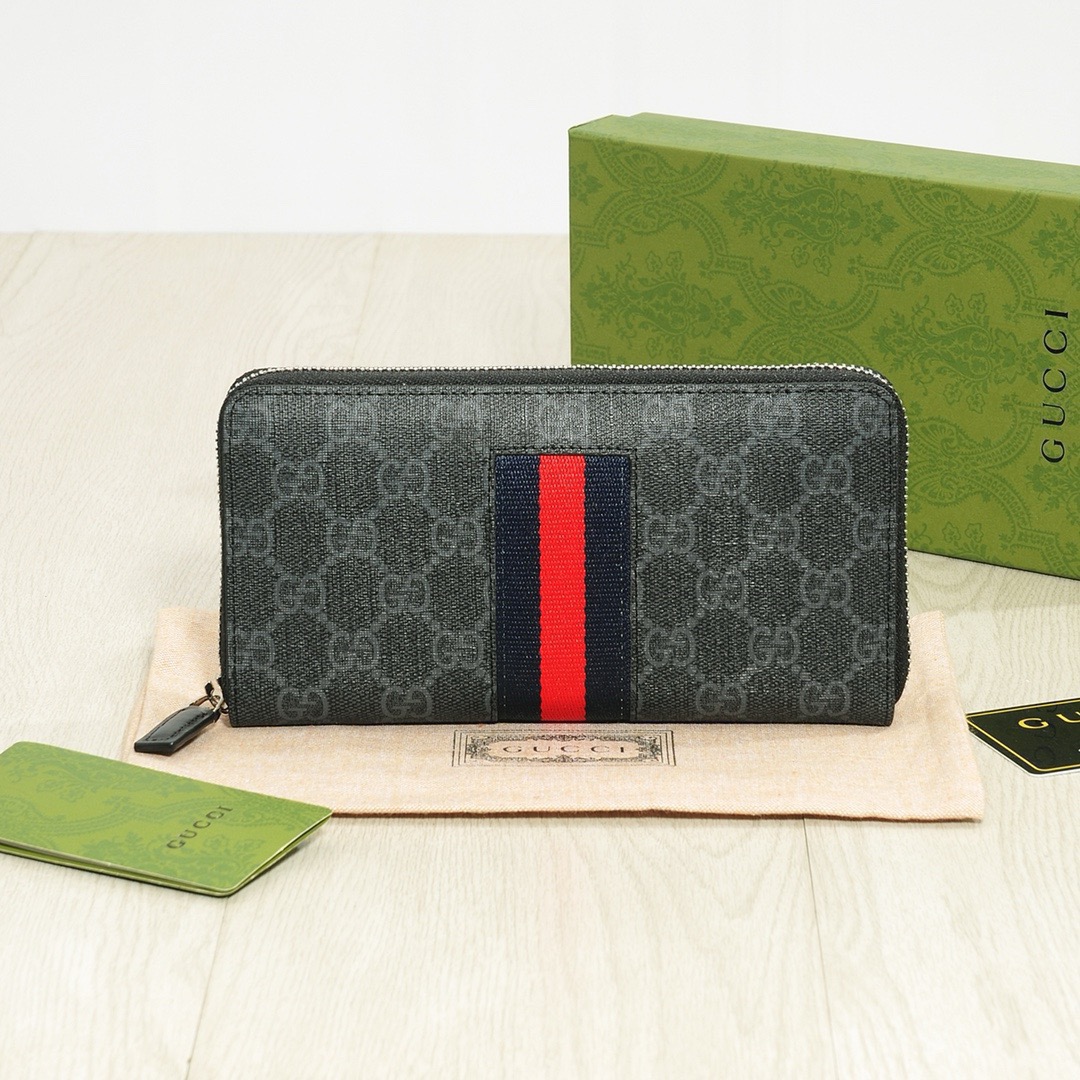 グッチコピー後払い国内発送代引き グッチ ロングウォレット シングルジップ モノグラム ブラック