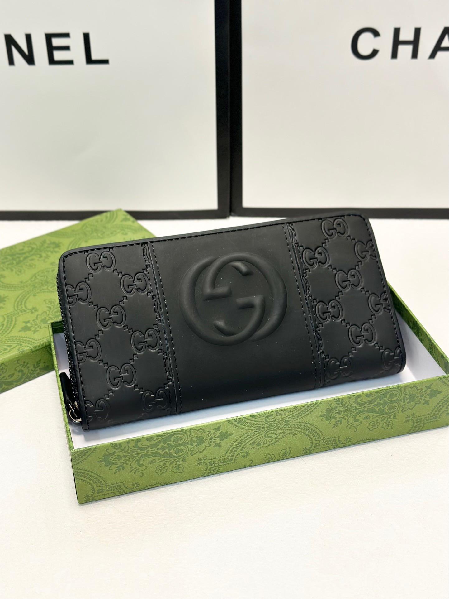 グッチコピー後払い国内発送代引き 長財布 ロングウォレット ブラック 本革仕様 20x10cm 黒