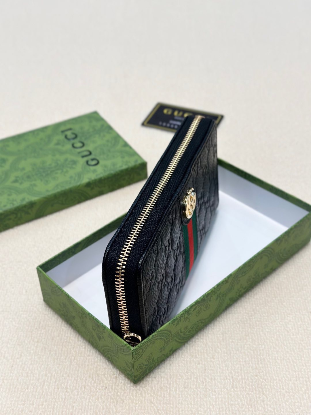 GUCCI グッチ ロングウォレット 本革 ロングジップ財布 ブラック - 画像 7