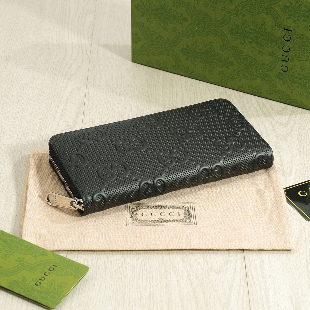 GUCCI グッチ ロングウォレット メンズ 本革 20x10cm 黒 - 画像 4