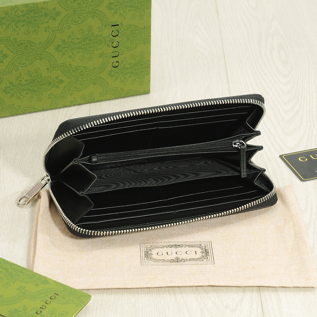GUCCI グッチ ロングウォレット メンズ 本革 20x10cm 黒 - 画像 7