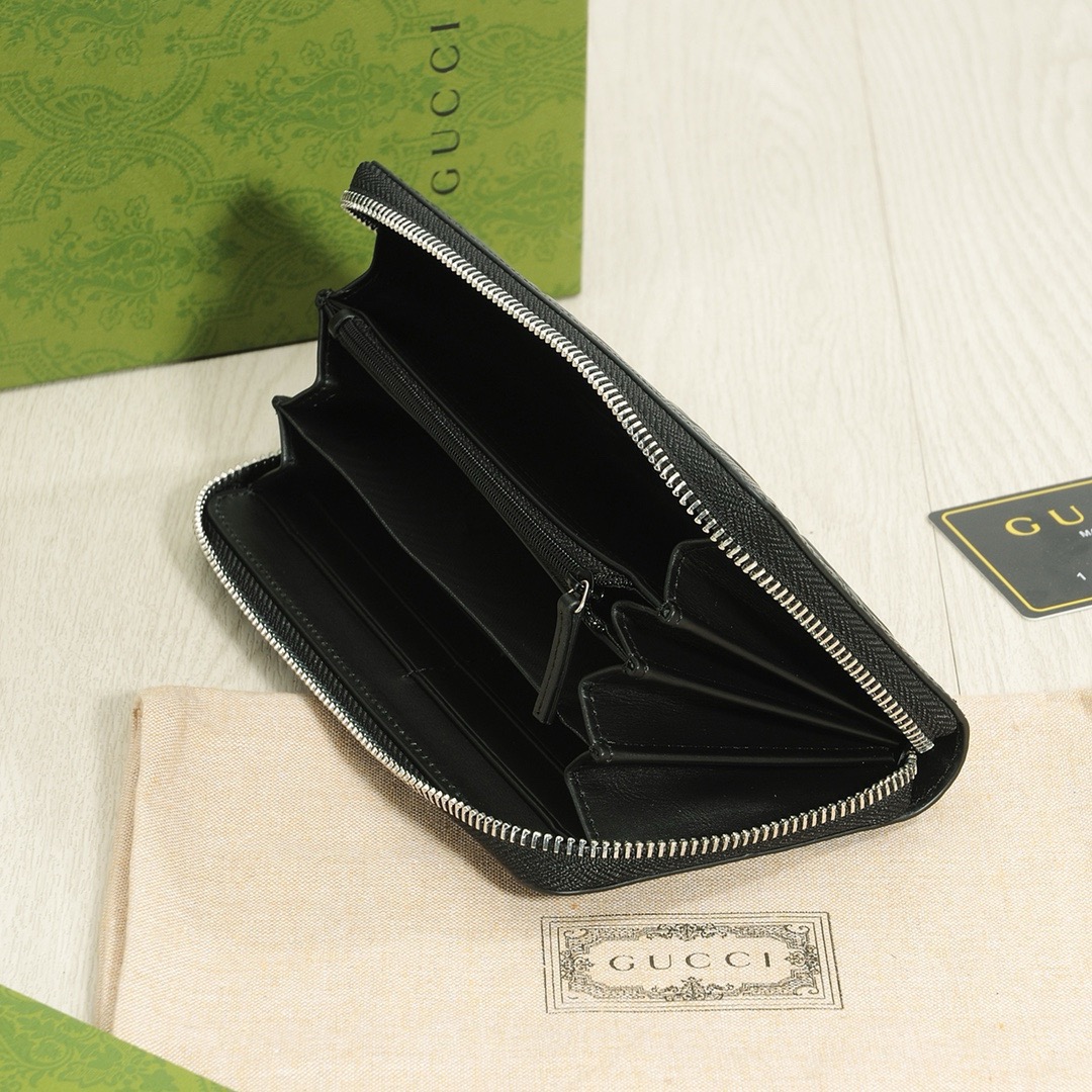 GUCCI グッチ ロングウォレット メンズ 本革 20x10cm 黒 - 画像 8