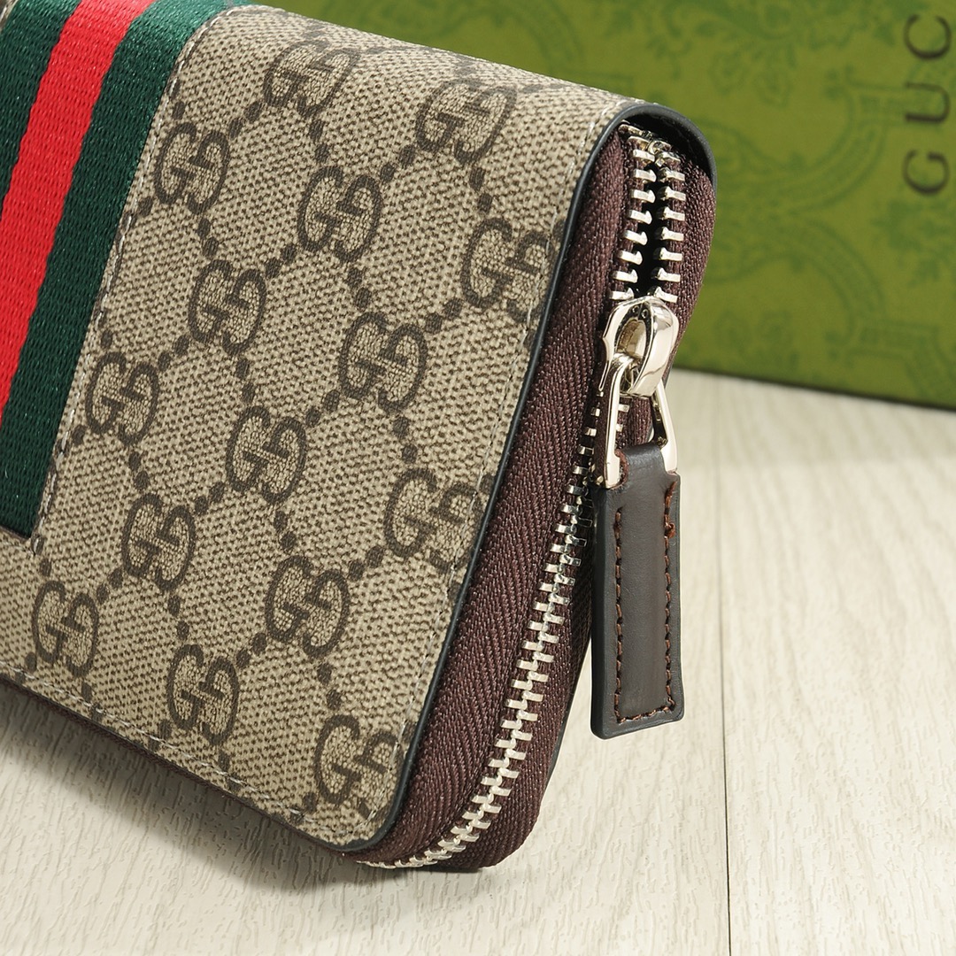 GUCCI グッチ グッチ ロングジップ長財布 ブラック ネイビー 21x11cm - 画像 6