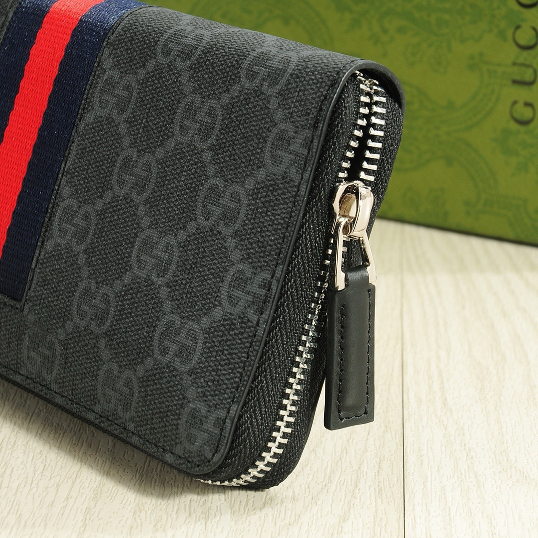 GUCCI グッチ ロングジップ長財布 ブラック 21x11cm ブランドデザイン - 画像 6