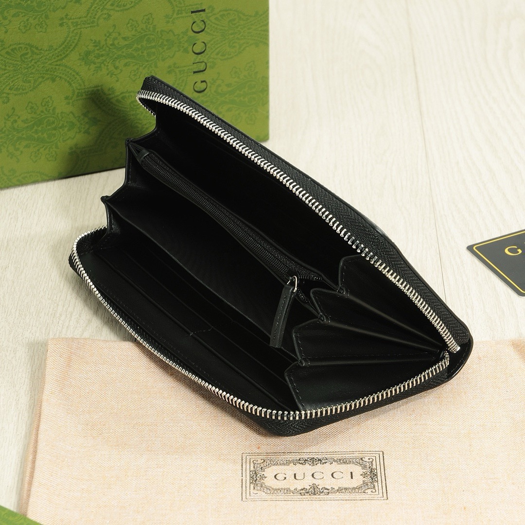 GUCCI グッチ ロングジップ長財布 ブラック 21x11cm ブランドデザイン - 画像 8