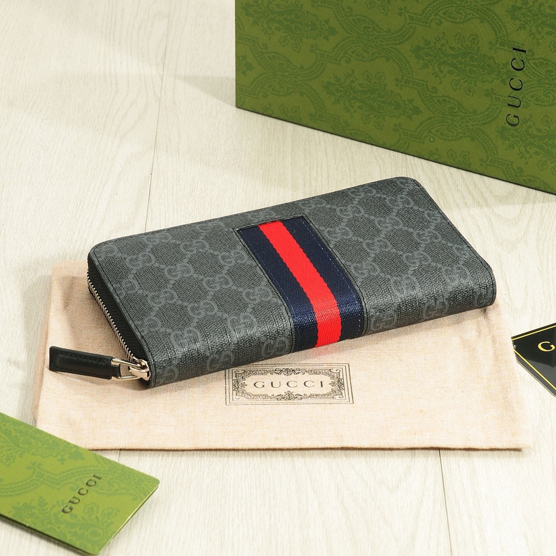 GUCCI グッチ グッチ ロングウォレット シングルジップ モノグラム ブラック - 画像 4