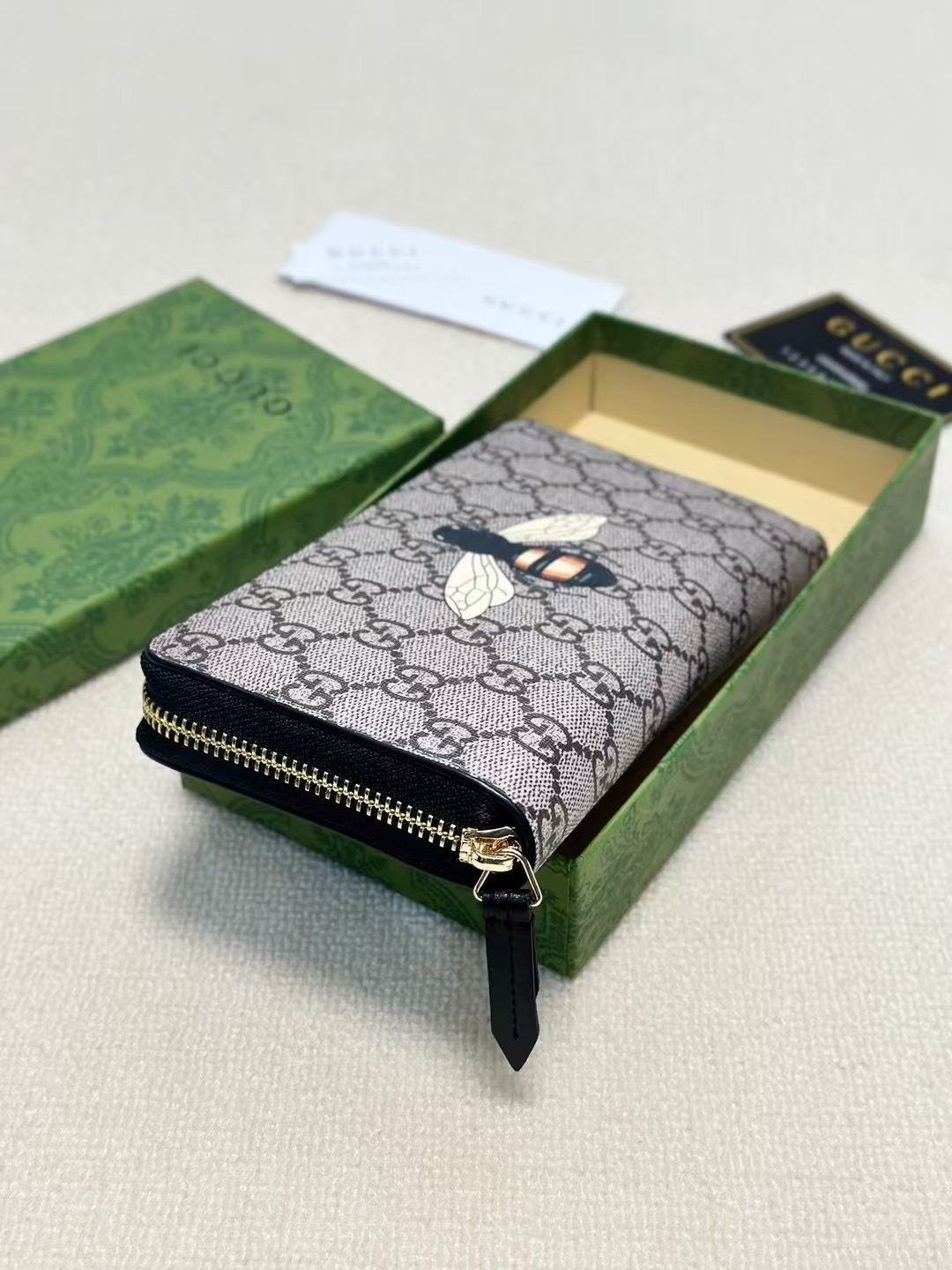 Gucci グッチ グッチ コインケース ビーズ ロングジップ アイコン ブラック ベージュ - 画像 3