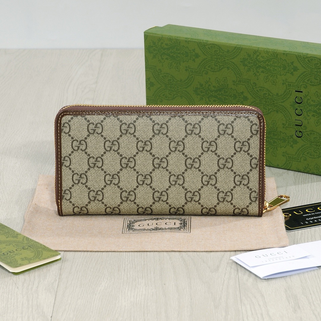 GUCCI グッチ グッチ グラフィット ロングジップ长財布 ブラウン ベージュ - 画像 2