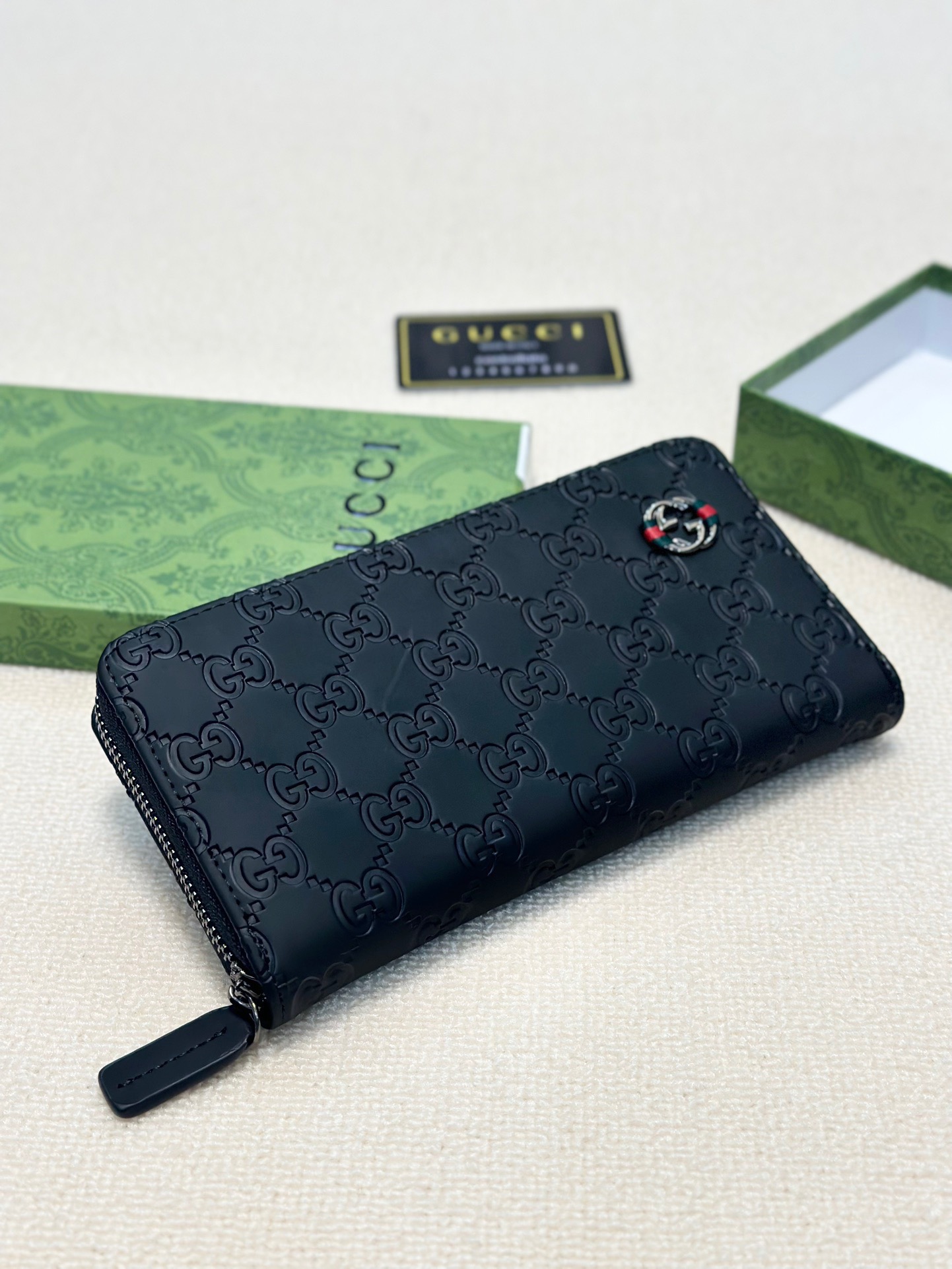 Gucci グッチ 長財布 本革 モノグラム ブラック - 画像 7