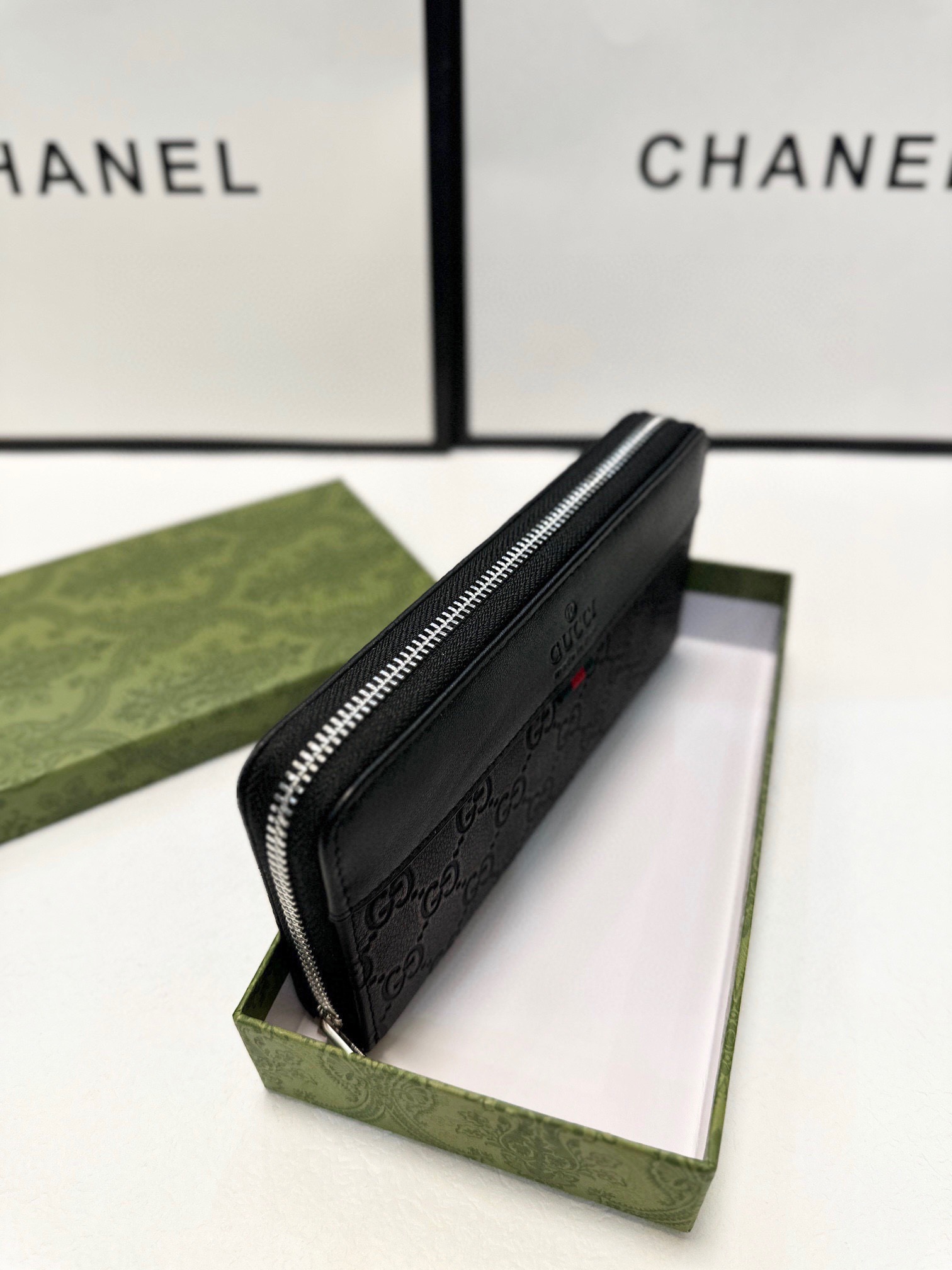 GUCCI グッチ 長財布 大容量 ファスナー 本革 21x11cm 黒 - 画像 8