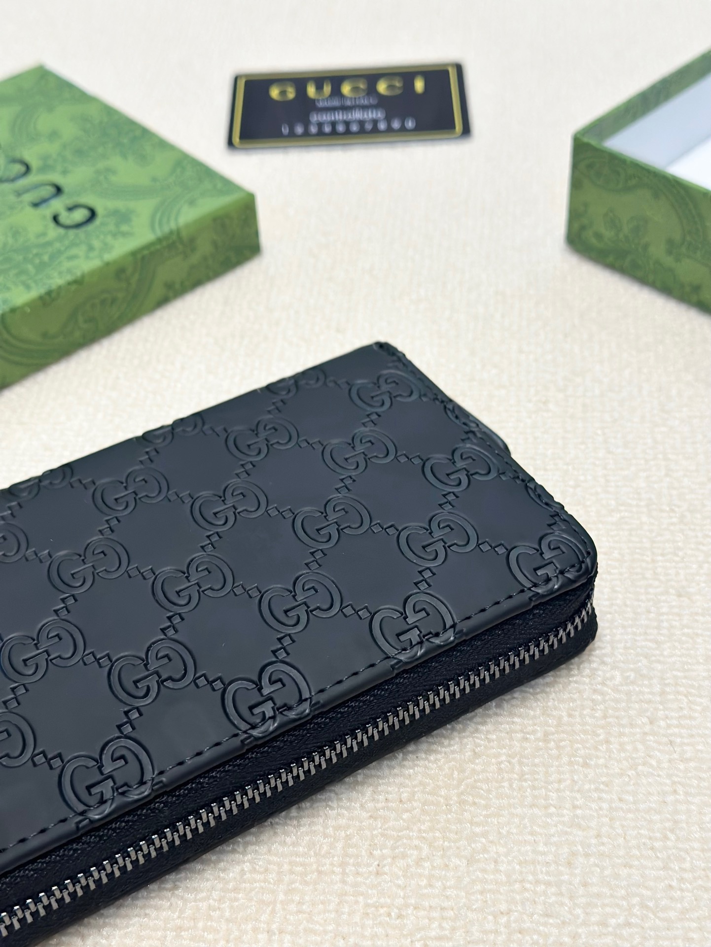 GUCCI グッチ 長財布 ロングウォレット 黒色 グッチ柄 本革 20x10cm - 画像 6