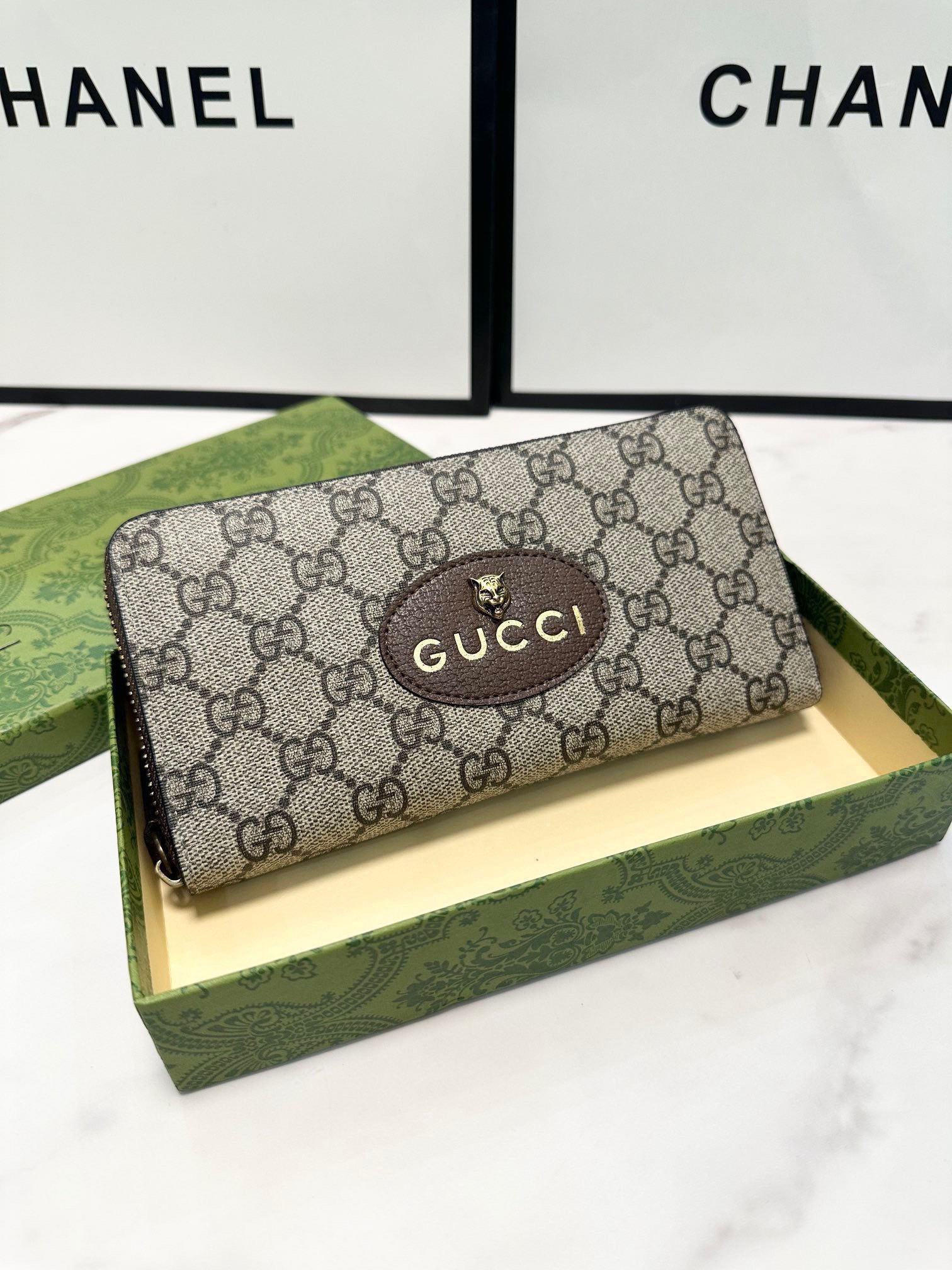 GUCCI グッチ グッチ柄 ロングジップ長財布 ブラック - 画像 1