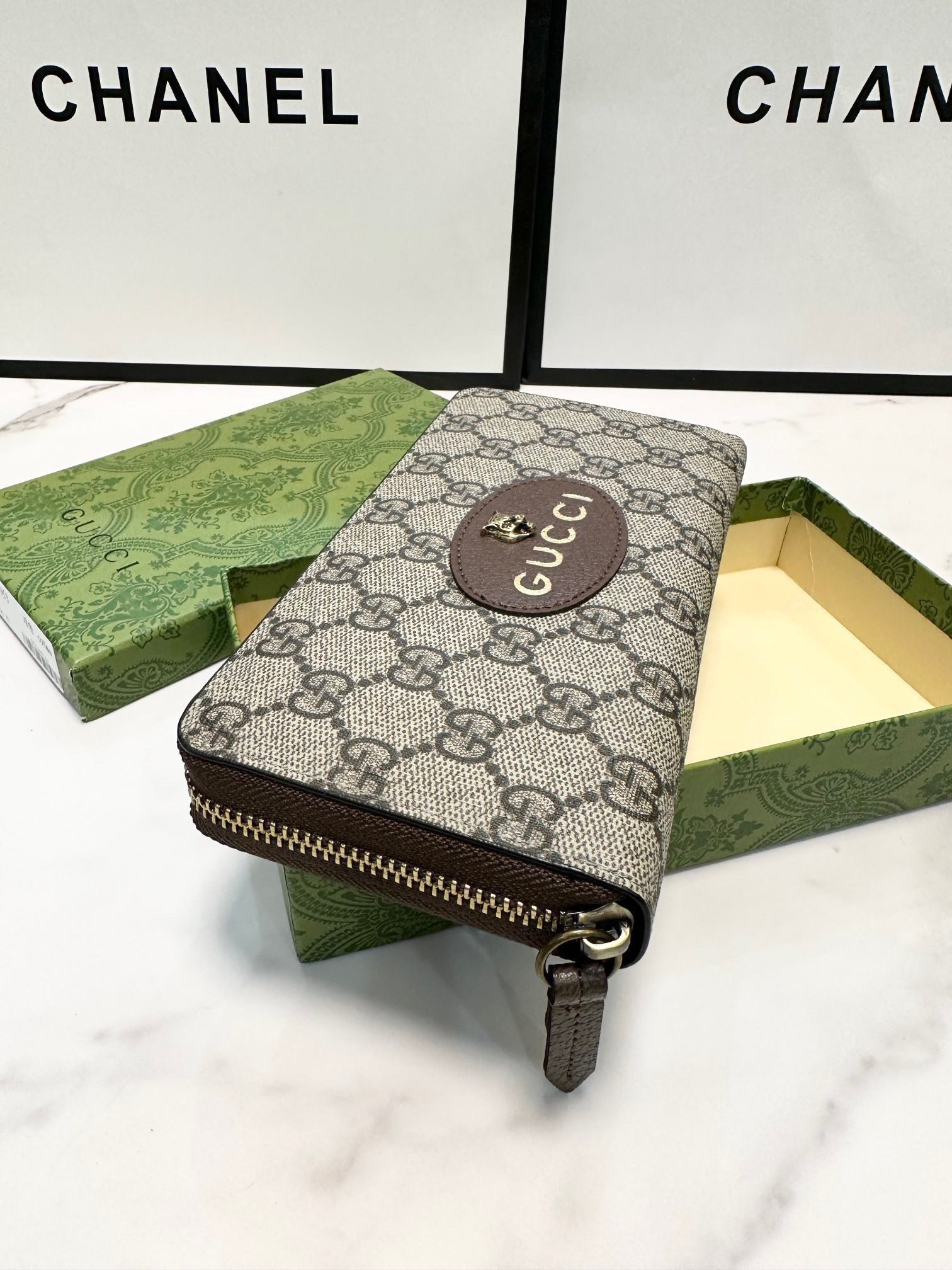 GUCCI グッチ グッチ柄 ロングジップ長財布 ブラック - 画像 3
