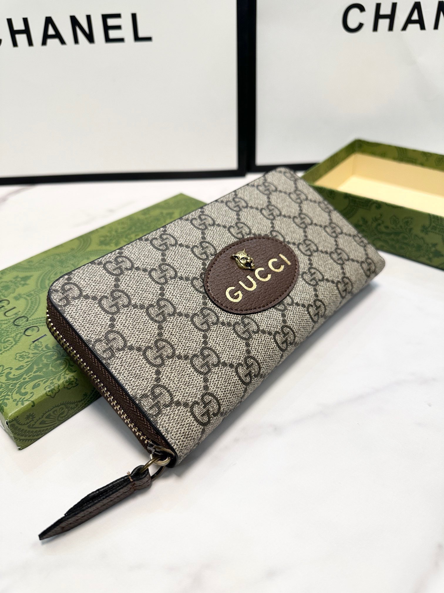 GUCCI グッチ グッチ柄 ロングジップ長財布 ブラック - 画像 7