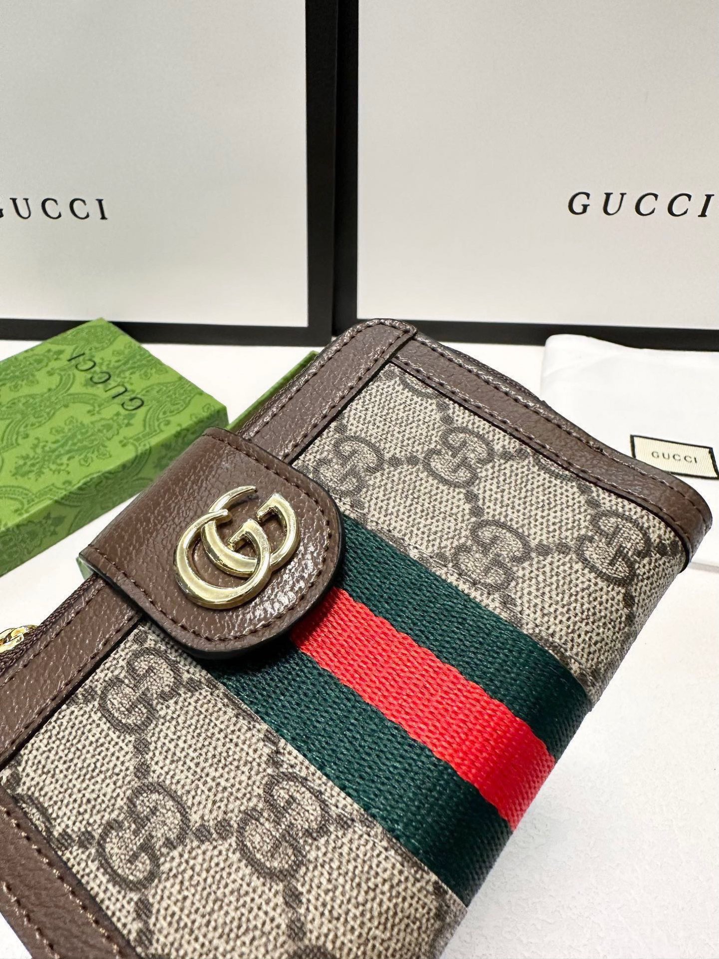 GUCCI グッチ 財布 短財布 ワンショルダー ファスナー チェーン 本革仕様 ブラウン - 画像 5