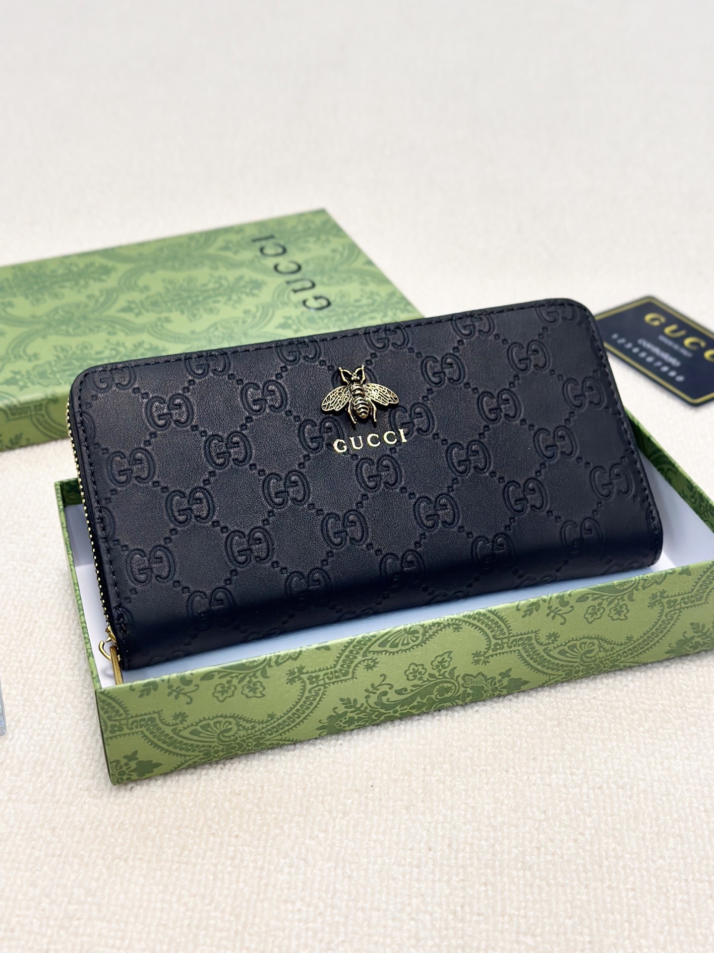 GUCCI グッチ 長財布 メンズ ビーズ ラウンドファスナー 裏地 黒 - 画像 1