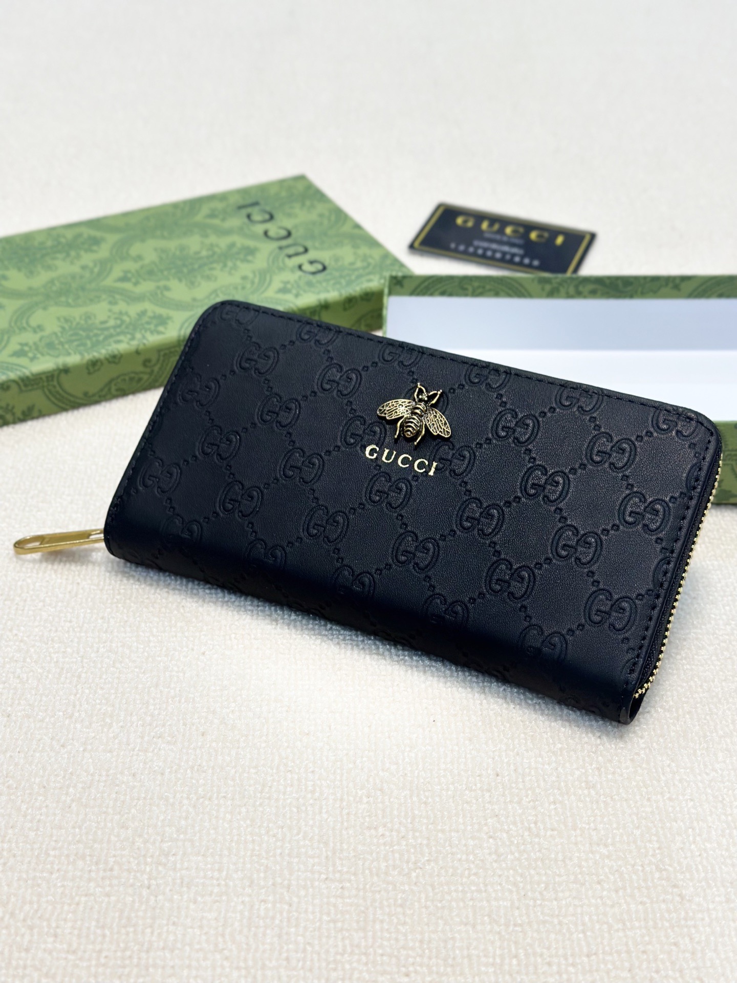 GUCCI グッチ 長財布 メンズ ビーズ ラウンドファスナー 裏地 黒 - 画像 2