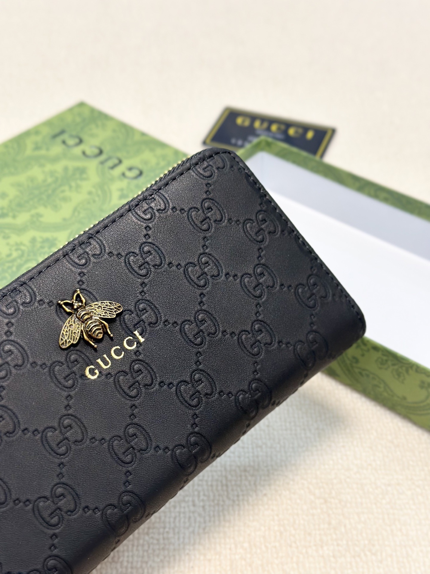 GUCCI グッチ 長財布 メンズ ビーズ ラウンドファスナー 裏地 黒 - 画像 5