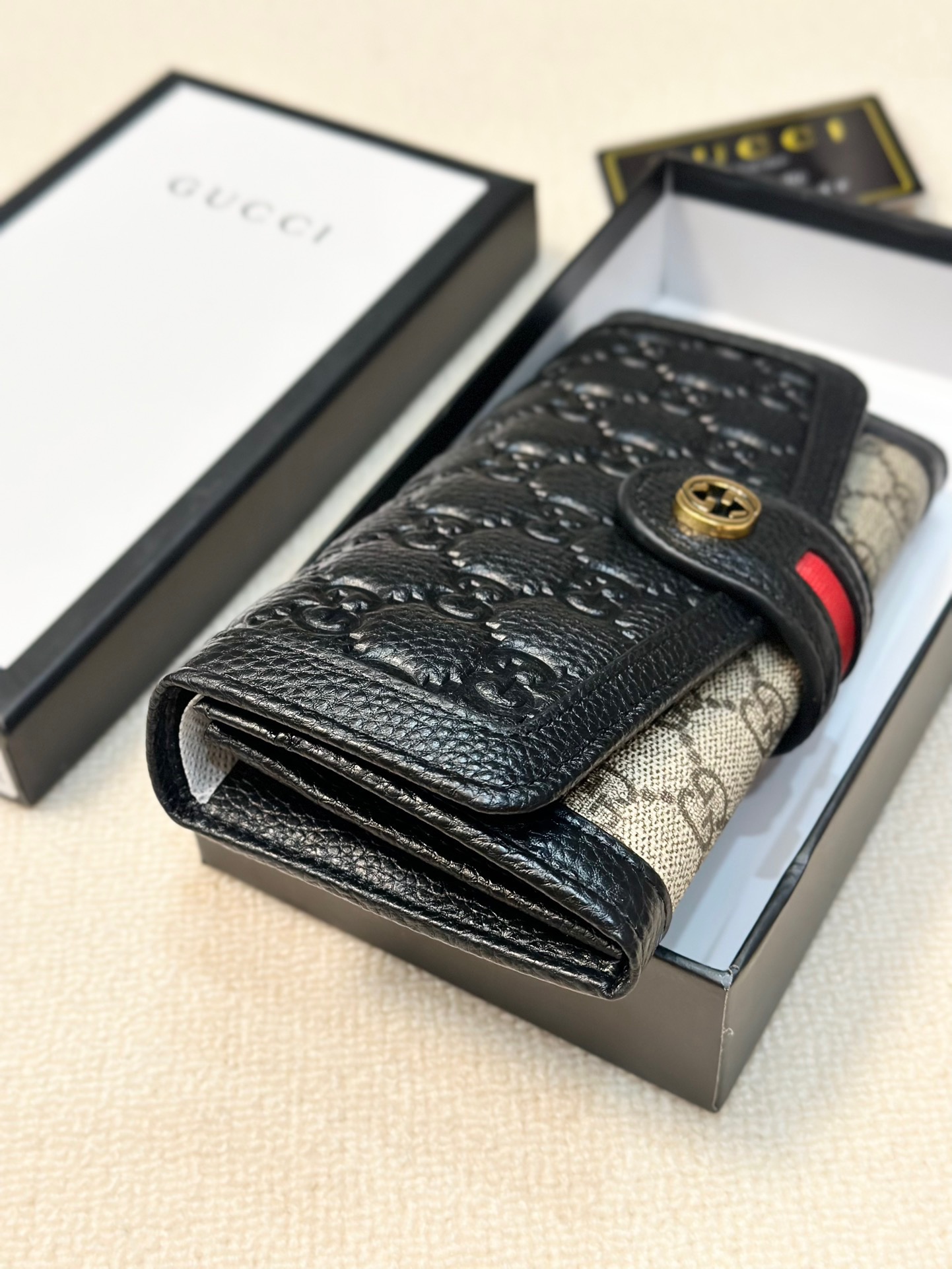 GUCCI グッチ 二つ折り財布 P95 ブラック ファスナー - 画像 3