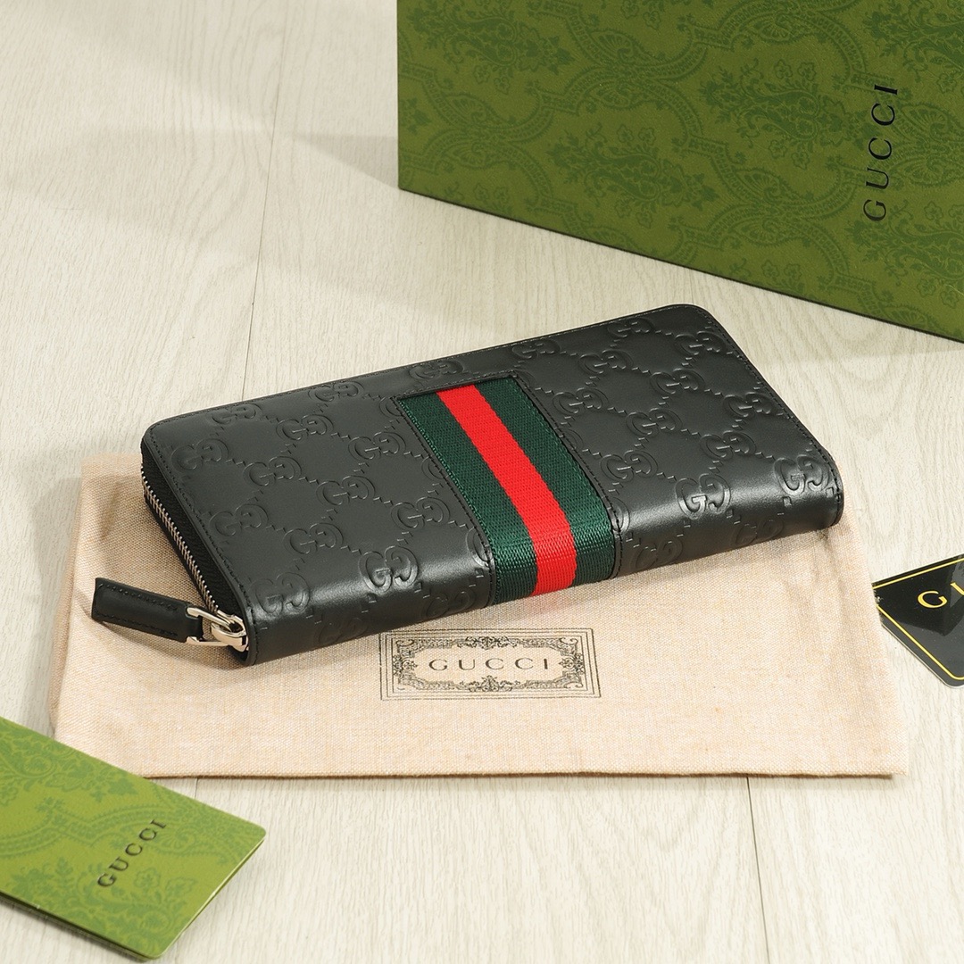 GUCCI グッチ ロングジップ长財布 本革仕様 磨砂牛革 ブラック - 画像 4