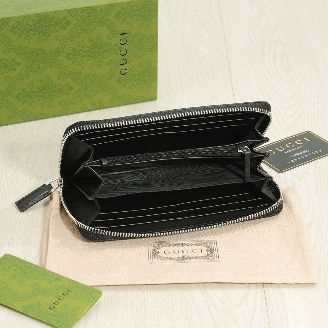 GUCCI グッチ ロングジップ长財布 本革仕様 磨砂牛革 ブラック - 画像 7