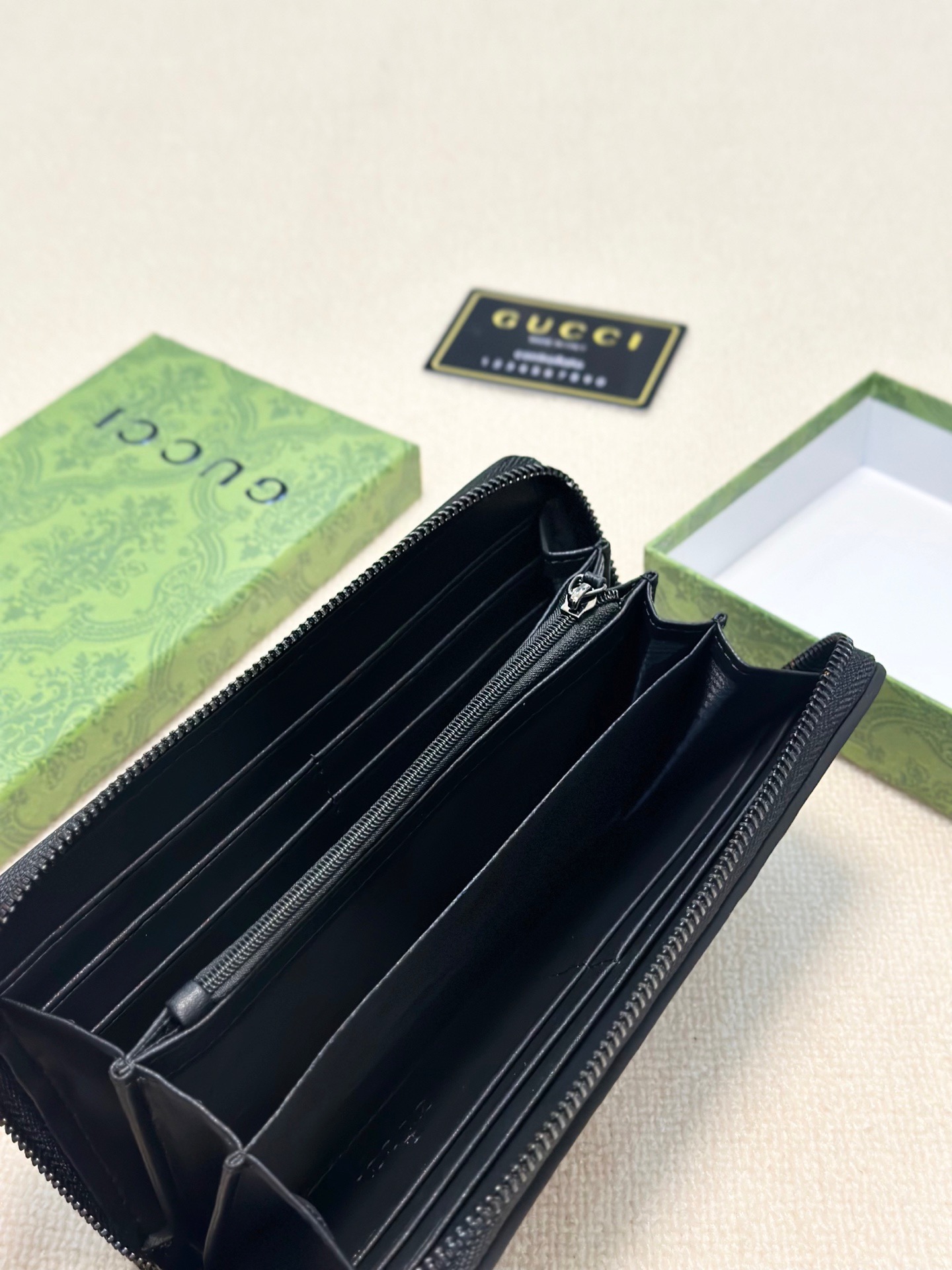 GUCCI グッチ ロングウォレット 長財布 黒 本革仕様 ジップアラウンド ミニ財布 - 画像 9