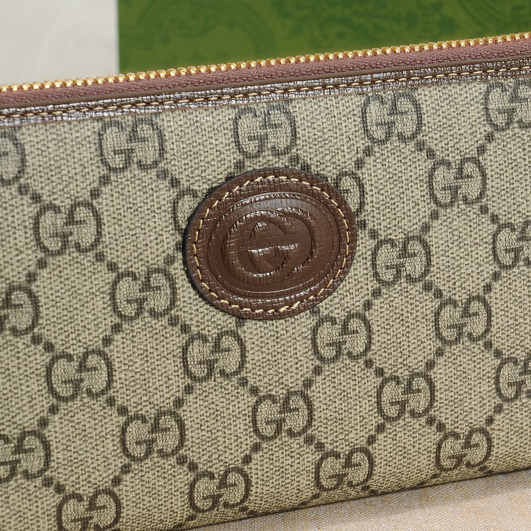 GUCCI グッチ グッチ ロングジップ长財布 ブラウン 黒 - 画像 5