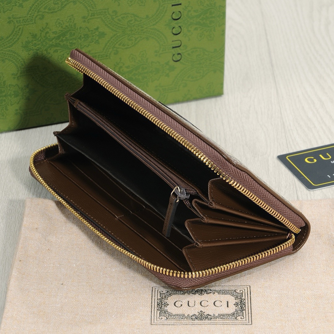 GUCCI グッチ グッチ ロングジップ长財布 ブラウン 黒 - 画像 7
