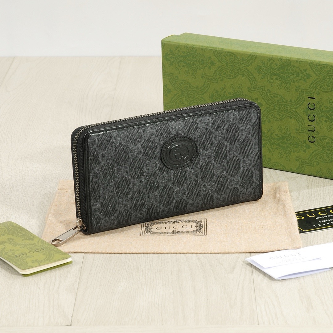 GUCCI グッチ ロングウォレット 単一ファスナー ブラック - 画像 3