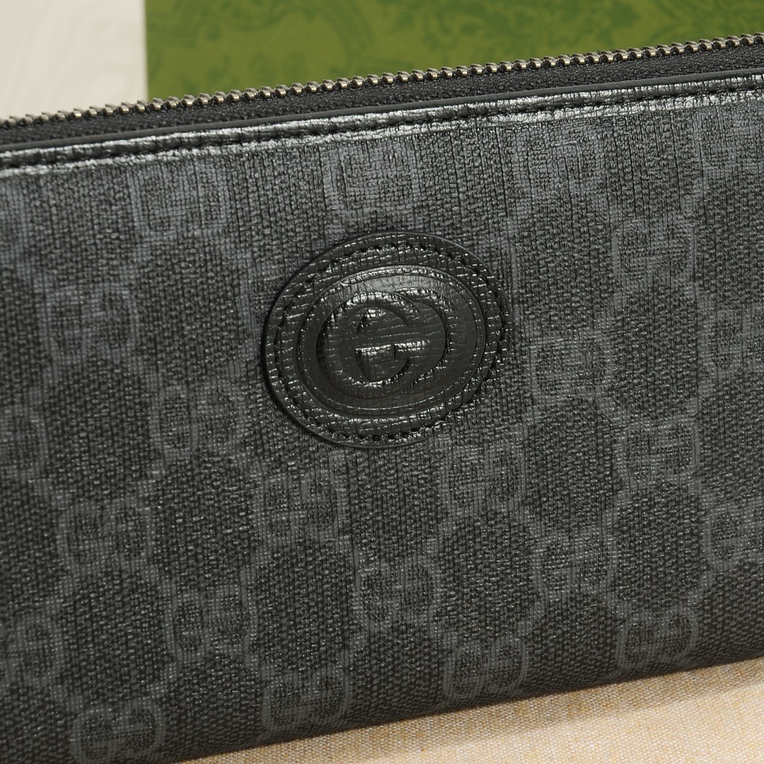 GUCCI グッチ ロングウォレット 単一ファスナー ブラック - 画像 6