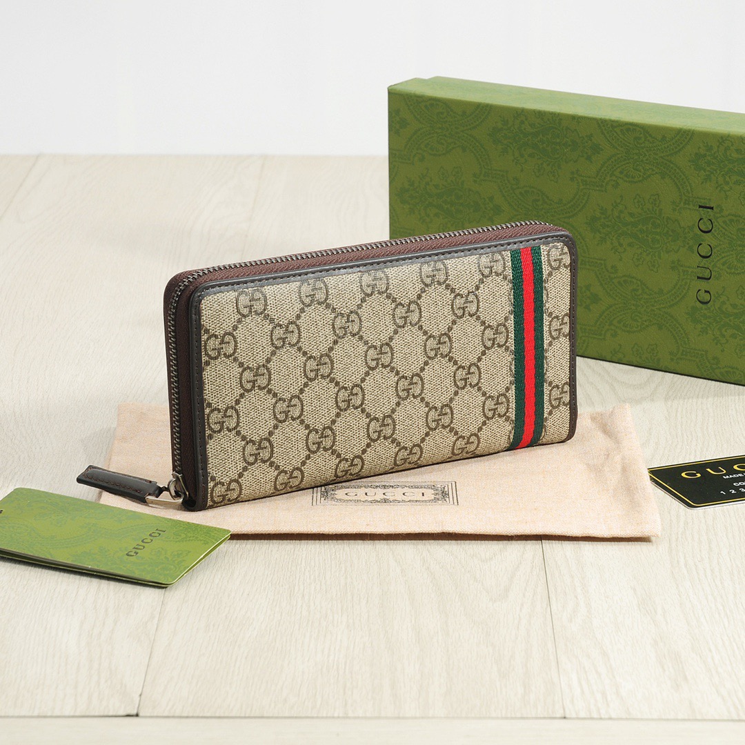 GUCCI グッチ 長財布 リュック デュアルフォルダーファスナー 本革仕様 ブラウン ブラック - 画像 3