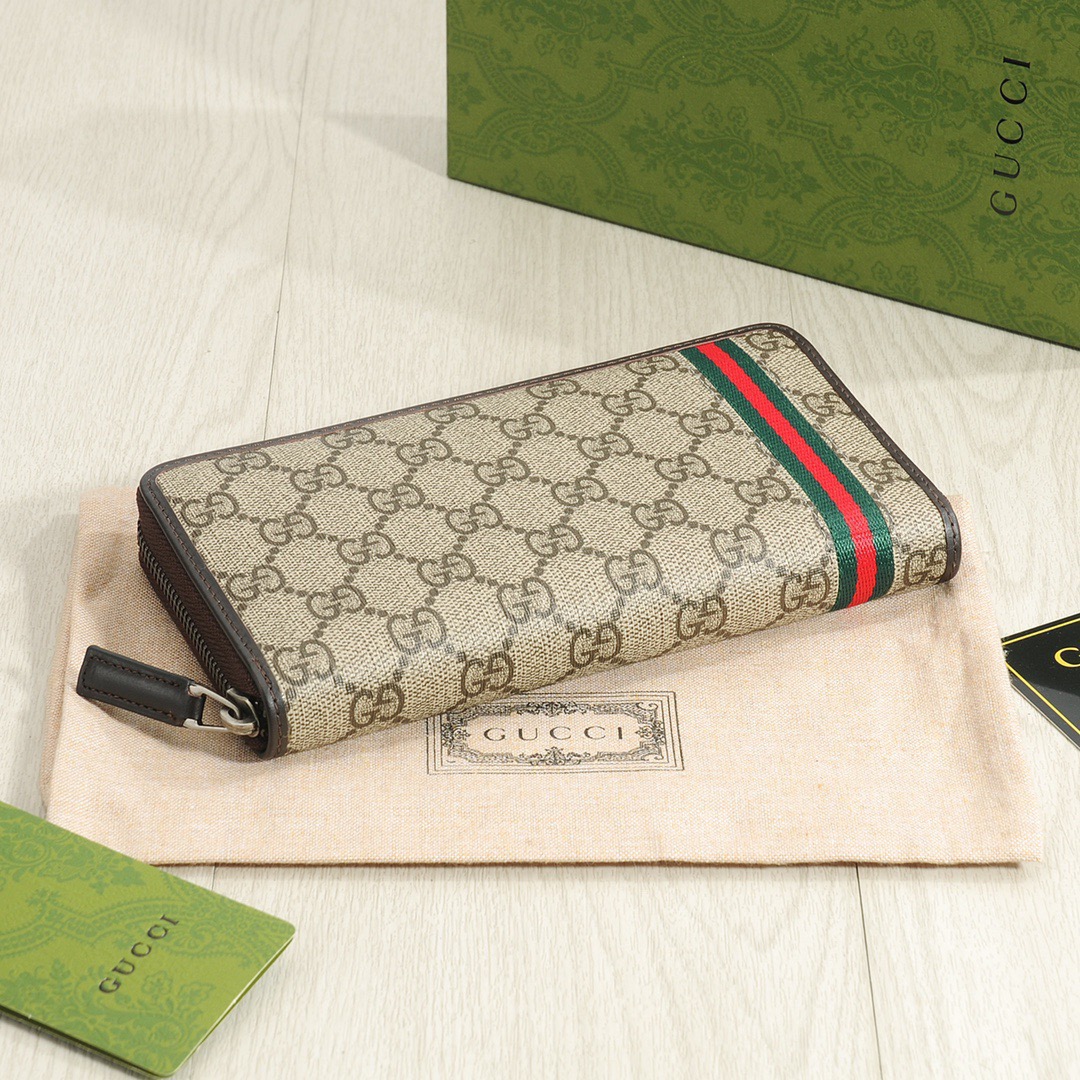 GUCCI グッチ 長財布 リュック デュアルフォルダーファスナー 本革仕様 ブラウン ブラック - 画像 4