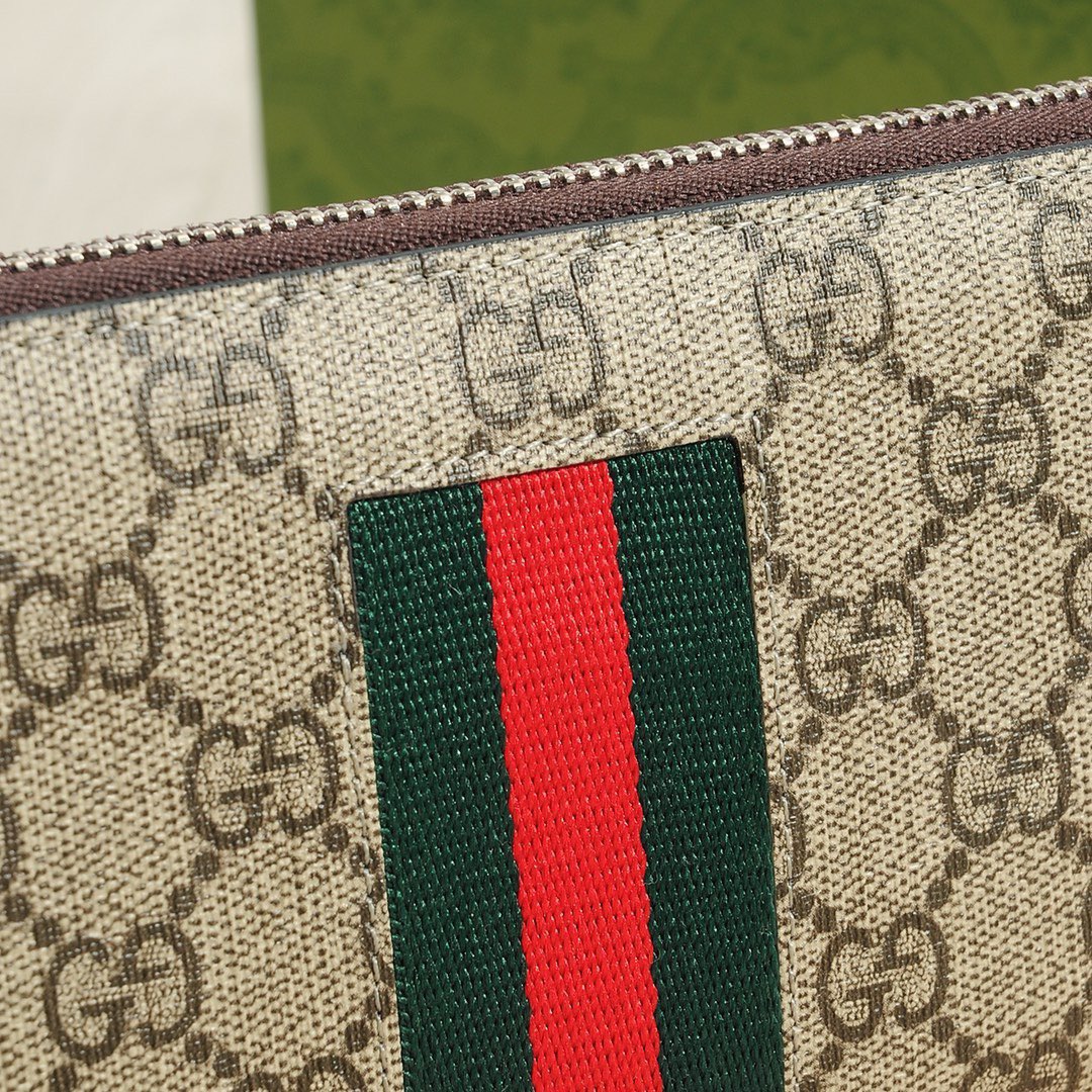 GUCCI グッチ ロングウォレット 古奇 単一ジッパー手袋 ブラック カーキ - 画像 5