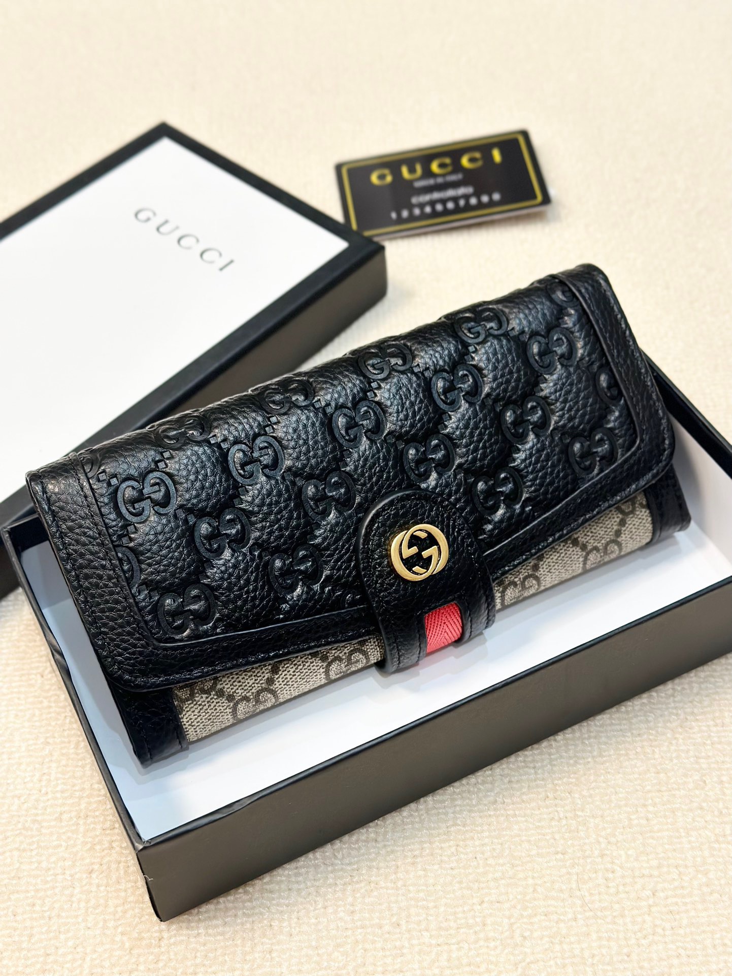 GUCCI グッチ 折り財布 2つ折り レザー 黒 - 画像 6