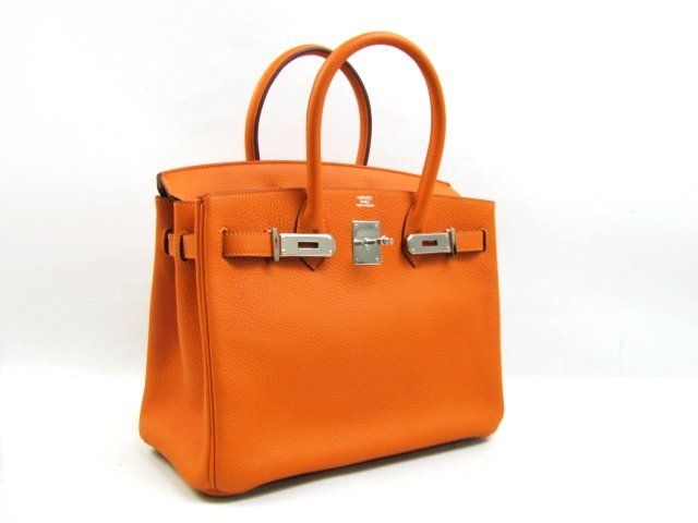 エルメス バーキン30トリヨンクレマンス/オレンジ 金具 シルバー hms204