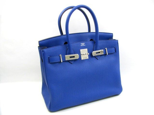エルメス バーキン30トゴ/ブルーエレクトリック 金具 シルバー金具 hms173