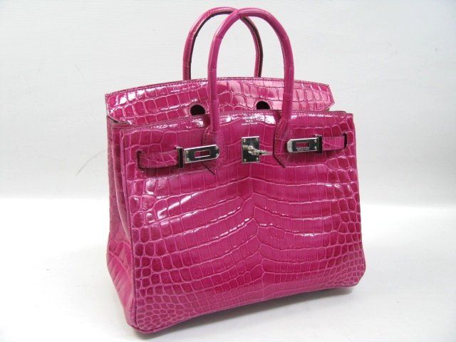 エルメス バーキン25 クロコダイルニロティカス/フューシャピンク 金具 シルバー hms003
