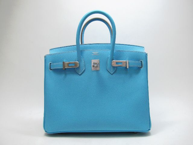 エルメス バーキン25 ヴォーエプソン/セレスト 金具 シルバー hms015