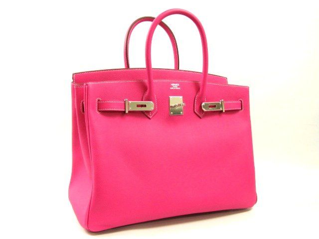 国内発送エルメスコピー バーキン35ヴォーエプソン/ローズティリアン 金具 シルバー 2104100726643