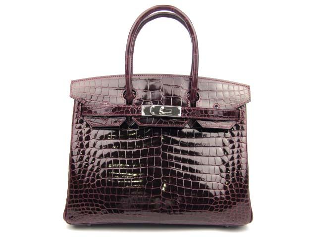国内発送エルメスコピー バーキン30クロコダイルポロサス/プラム 2104100234551