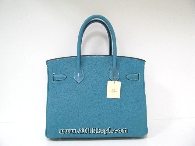 エルメス バーキン30トゴ/ブルージーン 金具 シルバー hms195