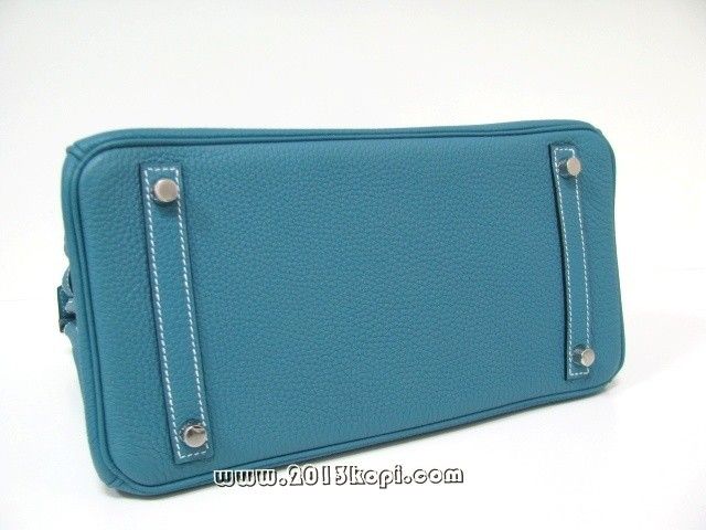 エルメス バーキン30トゴ/ブルージーン 金具 シルバー hms195