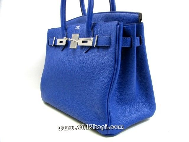 エルメス バーキン30トゴ/ブルーエレクトリック 金具 シルバー金具 hms173