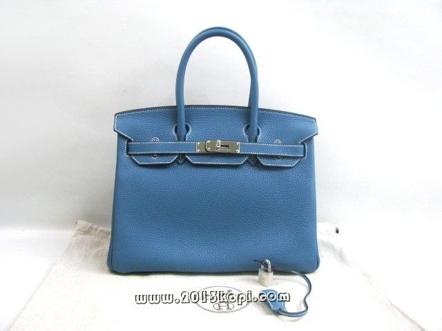 エルメス バーキン30トリヨンクレマンス/ブルージーン 金具 シルバー hms148