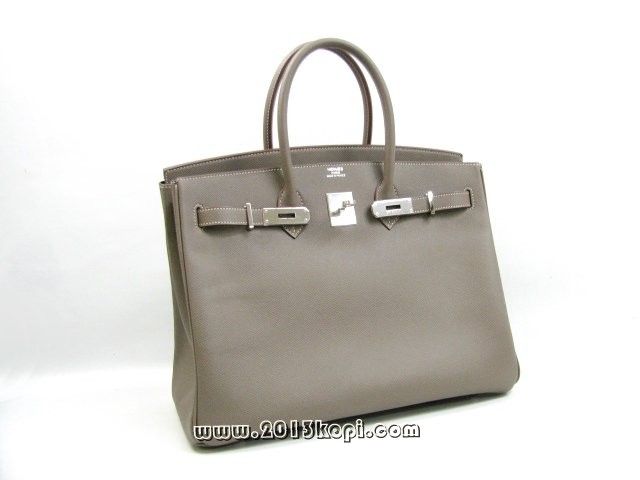 エルメス バーキン35 ヴォーエプソン/エタン/ミコノス 金具 シルバー 2104100725509