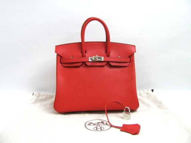 エルメス バーキン２５ 2016年製造 ブーゲンビリア 金具 シルバー ヴォーエプソン ハンドバッグ 2104100846976