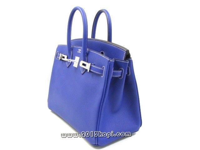 国内発送エルメスコピー バーキン25 ヴォーエプソン/ブルーエレクトリック×ミコノス 金具 シルバー hms018