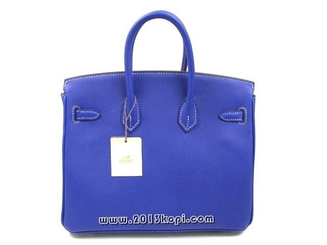 国内発送エルメスコピー バーキン25 ヴォーエプソン/ブルーエレクトリック×ミコノス 金具 シルバー hms018